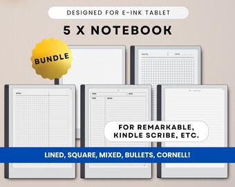 E-Ink Tablet Notebook Bundle: Hyperlinked Digital Templates (PDF Download)