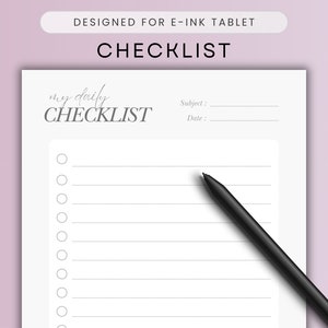 Checklist, To Do List Templates, Digital Download, Todo, for E-Ink Tablet