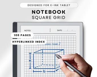 Square Grid Notebook Template: Hyperlinked Index, 100 Pages (PDF)
