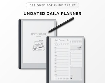 E-Ink Tablet Daily Planner, Undated, Notion-Style (PDF)