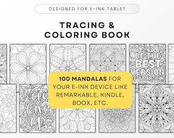 Mandala Tracing & Coloring Book: 100 Mandala per tablet E-ink (PDF)