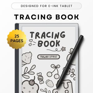 Tracing Book - Modelli per dispositivi E-ink come Remarkable, Kindle, Kobo Libra, Mindfulness, Disegno, Traccia Visuals, Forme, Modelli, Kawaii