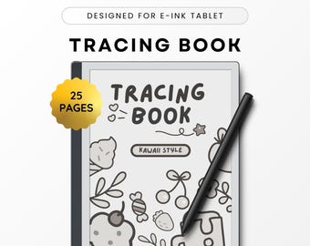 Tracing Book - Modelli per dispositivi E-ink come Remarkable, Kindle, Kobo Libra, Mindfulness, Disegno, Traccia Visuals, Forme, Modelli, Kawaii