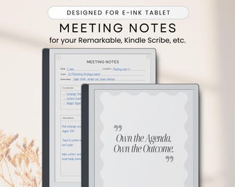 E-ink Meeting Book Template: Minimalist Meeting Notes (PDF)