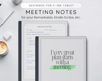 E-Ink Meeting Notes Template: Hyperlinked Meeting Book (PDF)