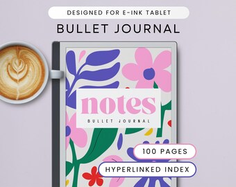 Bullet Journal, Dot Grid Notebook for E-Ink Tablet as Remarkable Paper Pro, Paper Tablet Templates