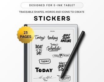 Shapes and Visuals to Create Stickers for E-ink-Tablet like ReMarkable, Kindle Scribe, Trace and Create Quality Visuals, Letter art, Icons