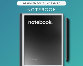Notizbuch Vorlage für E-ink-Tablet, Digitales Notizbuch, Linien, Linierte Seiten, Notizen