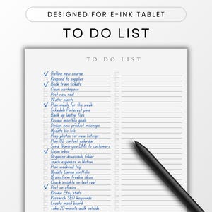 To Do List Template for E-Ink Tablet like Remarkable, Kindle Scribe, Daily Todo List, Tasks, Checklist, Priorities, Notes, Digital Organiser