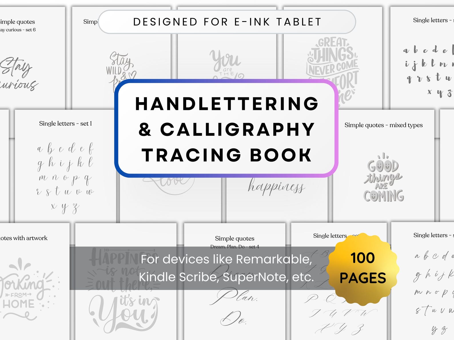 Handlettering Calligraphy Tracing Book for Remarkable, Kindle Scribe ...
