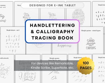 Handlettering Calligraphy Tracing Book for Remarkable, Kindle Scribe, SuperNote, Boox