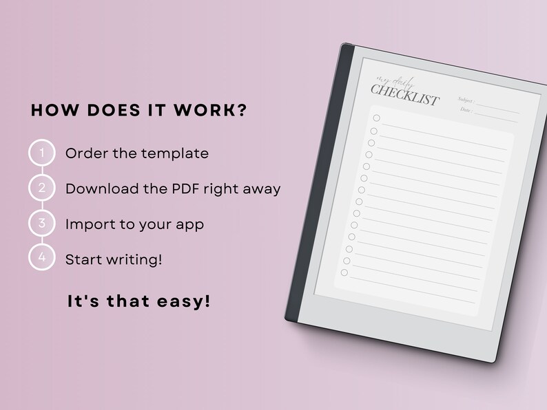 Checklist to Do List Templates Digital Download Todo for E ink
