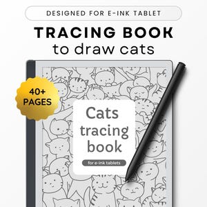 Puede incluir: Un libro de trazos en blanco y negro para tabletas de tinta electrónica con más de 40 páginas de gatos lindos para trazar. El libro está diseñado para tabletas de tinta electrónica y viene con un lápiz.