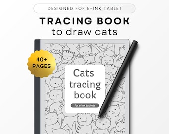 Cat Tracing Book, Mindfulness Drawings per Remarkable 2, Kindle Scribe e altri tablet E-ink