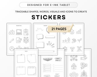 Shapes, Visuals, Images, Letters to Create Stickers for E-ink-Tablet like ReMarkable, Kindle Scribe, Trace and Create Quality Visuals