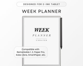 Simple Week Planner for E-ink Tablets, Weekly Planner, Digital Planner, Template, Minimalist, Aesthetic, Week Overview, To Do, Notes