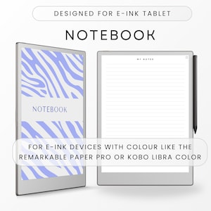 Notizbuch Vorlage für E-ink-Tablet, Digitales Notizbuch, Linien, Linierte Seiten, Notizen, Sonderedition für Papier-Tablets mit Color like Paper Pro