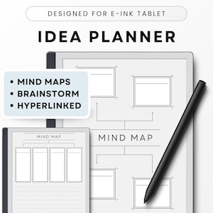 Idea Planner for E-Ink Devices as ReMarkable, Kindle Scribe, Brainstorming Mind Map, Thought Planner, Idea Generation Journal, Mind Diagram