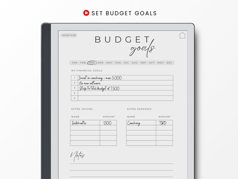 Budget Tracker for E-ink Tablet, Budget Planner, Expense Tracker, Bill ...