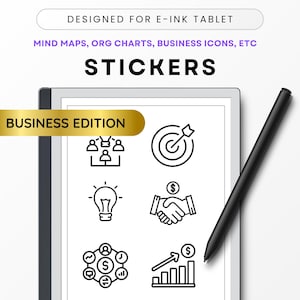 Business Icons, Mind Map, Images, Org Charts to Create Stickers for E-ink-Tablet like ReMarkable 2, Paper Pro, Kindle Scribe, Trace Visuals