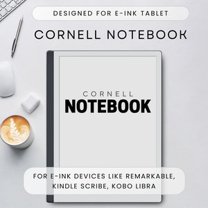 Quaderno digitale Cornell per tablet e-ink come Remarkable 2, Remarkable Paper Pro, Kindle Scribe, ecc. Note, carta a righe, linee, spunto, argomento