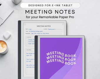 Modello di note di riunione E-ink: registro delle riunioni con collegamento ipertestuale per Remarkable Paper Pro (PDF)