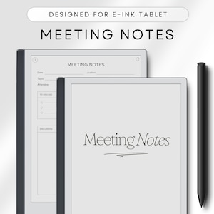 Meeting Notes Template for E-ink-Tablet, Meeting Minutes, Meeting Book, Meeting Template, Instant Download, Minimalist, Digital Notebook