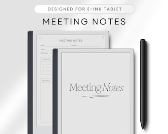Meeting Notes Template for E-ink-Tablet, Meeting Minutes, Meeting Book, Meeting Template, Instant Download, Minimalist, Digital Notebook