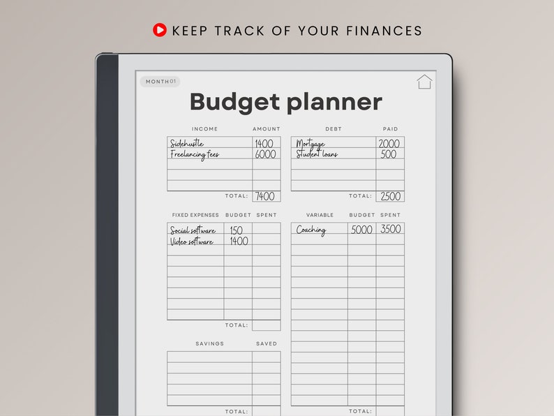 Budget Tracker for E-ink Tablet, Budget Planner, Expense Tracker, Bill ...