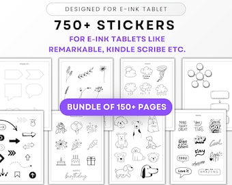 E-ink Tablet Stickers Bundle, 750+ Visuals, Icons (PDF Files)