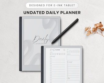 E-Ink Tablet Daily Planner, Undated Digital Template (PDF)