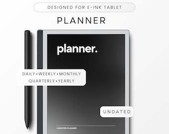 E-ink Tablet Planner, Undated, Template, Daily Weekly Monthly Quarterly Annual Planning, Hyperlinked Goals Notes Focus Schedule