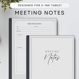 Meeting Notes Template for E-ink-Tablet, Meeting Minutes, Meeting Book, Meeting Template, Instant Download, Minimalist, Digital Notebook