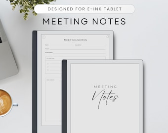 Meeting Notes Template for E-ink-Tablet, Meeting Minutes, Meeting Book, Meeting Template, Instant Download, Minimalist, Digital Notebook