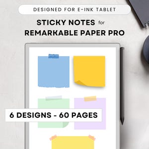 Sticky Notes Bundle for Remarkable Paper Pro, Post It Template for E-ink Tablet, Digital Notes Paper Tablet to Write on, Digital Download