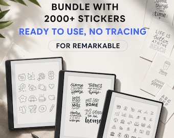 Adesivi per ReMarkable 2 e Remarkable Paper Pro, senza bisogno di ricalcare, basta copiare e incollare. Pacchetto di 5 set, oltre 2000 adesivi pronti all'uso.