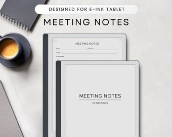 Meeting Notes Template for E-ink-Tablet, Digital Notebook, Meeting Minutes, Meeting Book, Meeting Template, Instant Download, Minimalist
