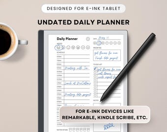 E-Ink Tablet Daily Planner, Undated Template (PDF)