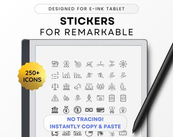 Stickers for ReMarkable 2 and Remarkable Paper Pro, No Tracing, Just Copy & Paste, 250+ Icons