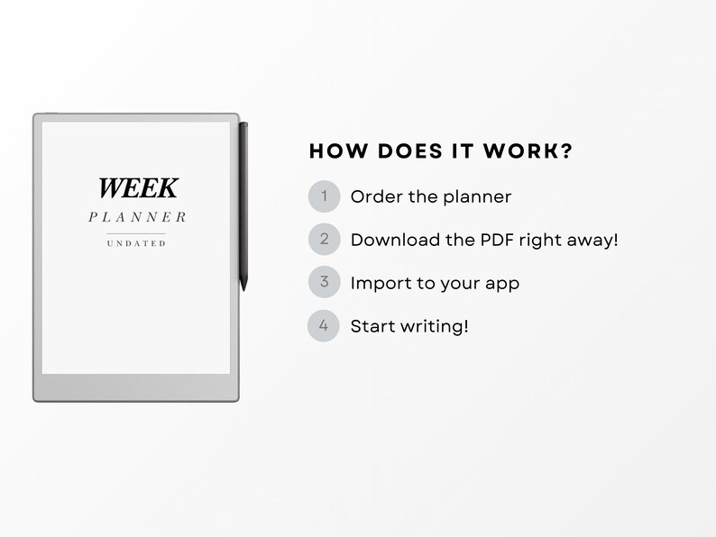 Simple Week Planner for E-ink Tablets, Weekly Planner, Digital Planner ...