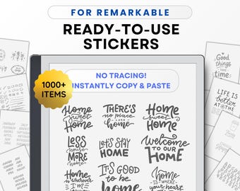 Adesivi per ReMarkable 2 e Remarkable Paper Pro, senza bisogno di ricalcare, basta copiare e incollare, oltre 1000 elementi, Word Art, Handlettering, Calligrafia