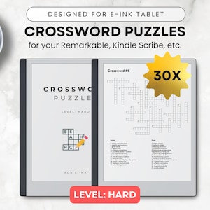 Puzzle Game Templates, Crossword Puzzles, Level Hard - for Kindle Scribe, reMarkable 2, Paper Pro, Supernote, Puzzles for E-ink Paper Tablet