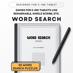 Puzzle Game Templates, Word Search - for Kindle Scribe, reMarkable 2, Paper Pro, Supernote, Onyx Boox, Puzzles for E-ink or Paper Tablet