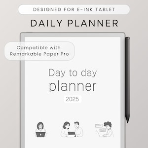 Daily Planner Template for E-ink Tablet like Remarkable, Minimalist Day Book, Digital Journal, for Paper Tablet, Calendar, Notes
