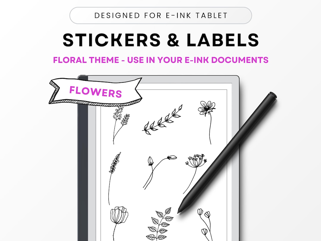 Floral Stickers for Remarkable, Kindle Scribe, Paper Pro (PDF Pattern ...