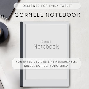 Quaderno digitale Cornell per tablet e-ink come Remarkable 2, Remarkable Paper Pro, Kindle Scribe, ecc. Note, carta a righe, linee, spunto, argomento