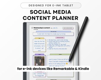 E-ink Social Media Planner: Remarkable, Kindle Scribe (PDF)