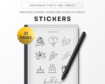 Shapes, Visuals, Images, Letters to Create Stickers for E-ink-Tablet like ReMarkable, Kindle Scribe, Trace and Create Quality Visuals