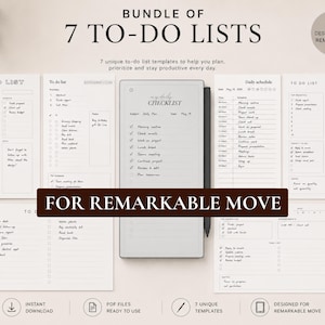 Remarkable Move Bundle of Checklist Templates and To Do Lists, 7 x Template