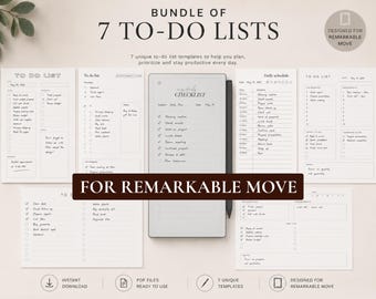Remarkable Move Bundle of Checklist Templates and To Do Lists, 7 x Template